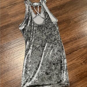 Crushed Velvet Silver Gray Tank Dress